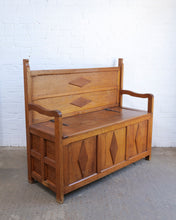 Load image into Gallery viewer, Oak Spanish Settle Or Storage Bench
