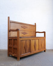 Load image into Gallery viewer, Oak Spanish Settle Or Storage Bench