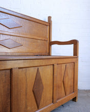 Load image into Gallery viewer, Oak Spanish Settle Or Storage Bench
