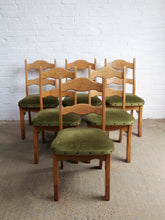 Load image into Gallery viewer, A Set Of 6 Razor Back Oak Chairs