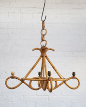 Load image into Gallery viewer, 1960 Louis Sognot Rattan Chandelier