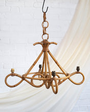 Load image into Gallery viewer, 1960 Louis Sognot Rattan Chandelier