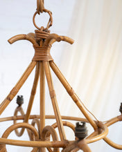 Load image into Gallery viewer, 1960 Louis Sognot Rattan Chandelier