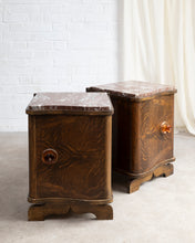 Load image into Gallery viewer, Pair Of Art deco Marble Top Bedside Tables