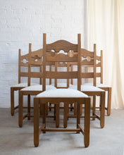 Load image into Gallery viewer, Set of Six Oak Razorback Dining Chairs
