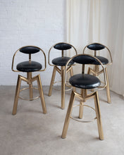Load image into Gallery viewer, Brass And Leather Bar Stools