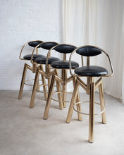 Load image into Gallery viewer, Brass And Leather Bar Stools