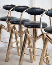 Load image into Gallery viewer, Brass And Leather Bar Stools