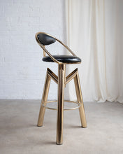 Load image into Gallery viewer, Brass And Leather Bar Stools
