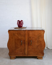 Load image into Gallery viewer, Curved Art Deco Walnut and Marble Cabinet