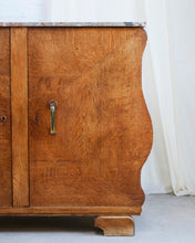 Load image into Gallery viewer, Curved Art Deco Walnut and Marble Cabinet