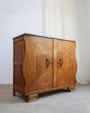 Load image into Gallery viewer, Curved Art Deco Walnut and Marble Cabinet
