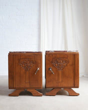 Load image into Gallery viewer, Pair of Red Marble Top Deco Bedsides