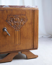 Load image into Gallery viewer, Pair of Red Marble Top Deco Bedsides