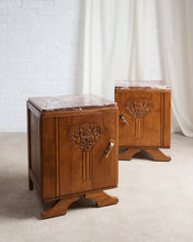 Load image into Gallery viewer, Pair of Red Marble Top Deco Bedsides