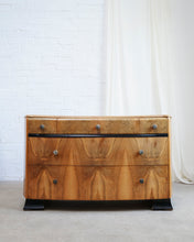 Load image into Gallery viewer, Honey Walnut Veneer Bow Fronted Chest Of Drawers