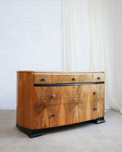 Load image into Gallery viewer, Honey Walnut Veneer Bow Fronted Chest Of Drawers