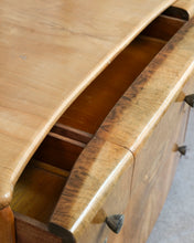 Load image into Gallery viewer, Honey Walnut Veneer Bow Fronted Chest Of Drawers