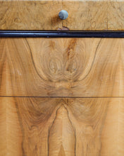 Load image into Gallery viewer, Honey Walnut Veneer Bow Fronted Chest Of Drawers