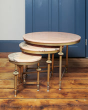 Load image into Gallery viewer, Brass and Pink Marble Nesting Tables by Maison Jansen, France, circa 1940