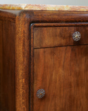 Load image into Gallery viewer, Wooden Art Deco Marble Topped Bedside Tables