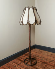 Load image into Gallery viewer, Floor Standing Bamboo Lamp With Scalloped Edge Shade