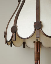 Load image into Gallery viewer, Floor Standing Bamboo Lamp With Scalloped Edge Shade