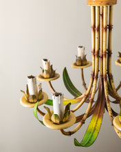 Load image into Gallery viewer, Large French Faux Bamboo 8 Light Tôleware Chandelier.