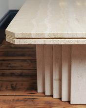Load image into Gallery viewer, 80's Roche Bobois Travertine and Brass Inlay Coffee Table