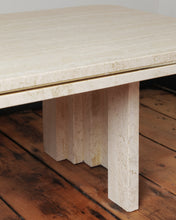 Load image into Gallery viewer, 80's Roche Bobois Travertine and Brass Inlay Coffee Table