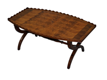 Load image into Gallery viewer, 1930's Oyster Veneer Cross band Coffee table with scalloped edge