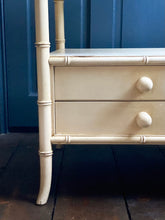 Load image into Gallery viewer, Pair Of 1980's Faux Bamboo Harrods Bedside Tables