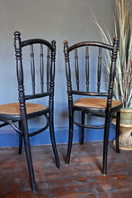 Load image into Gallery viewer, 19th Century Ebonised Bent Wood And Cane Chairs