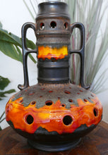 Load image into Gallery viewer, Mid Century Fat Lava Ceramic Floor Vase / lamp / Light