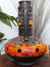 Load image into Gallery viewer, Mid Century Fat Lava Ceramic Floor Vase / lamp / Light
