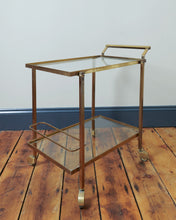 Load image into Gallery viewer, Antique French Brass Bar Cart / Drinks Trolly