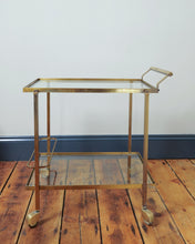 Load image into Gallery viewer, Antique French Brass Bar Cart / Drinks Trolly