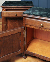 Load image into Gallery viewer, Pair Of Marble Top Belgian Bedside Tables