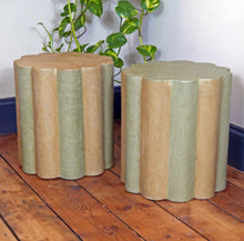 Load image into Gallery viewer, Vintage French Stripe Bedsides With Scalloped Edge