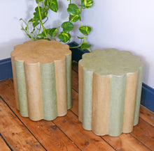 Load image into Gallery viewer, Vintage French Stripe Bedsides With Scalloped Edge