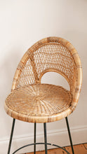 Load image into Gallery viewer, Mid Century Wicker And Bamboo Bar Stool