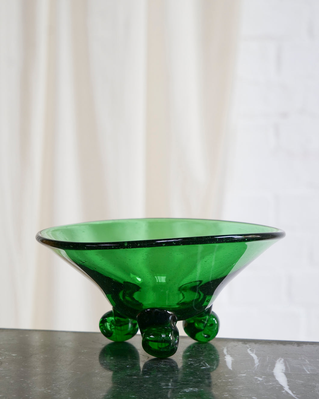 Spiral Footed Hand Blown Glass Bowl