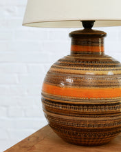Load image into Gallery viewer, Aldo Londi For Bitossi Italian Orange &amp; Brown Ceramic Ball Lamp
