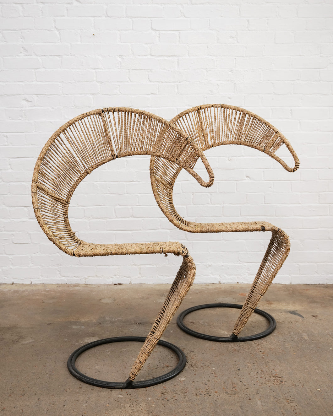 Natural Rope Sculptural Chairs Attributed To Tom Dixon