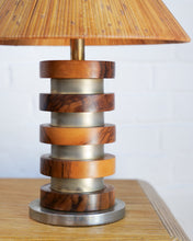 Load image into Gallery viewer, Italian 70&#39;s Walnut And Brass Lamp
