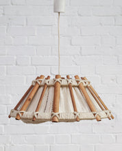 Load image into Gallery viewer, Scandinavian vintage rope and wood hanging lamp by Temde, 1960
