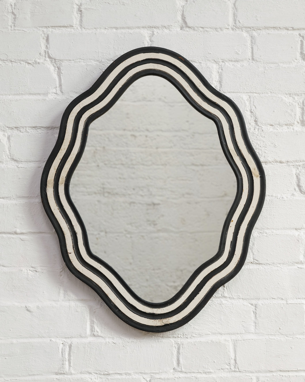 Black and White Striped French Mirror
