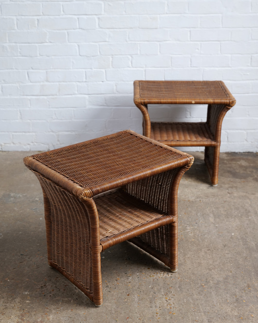A Pair of Wicker Side Tables