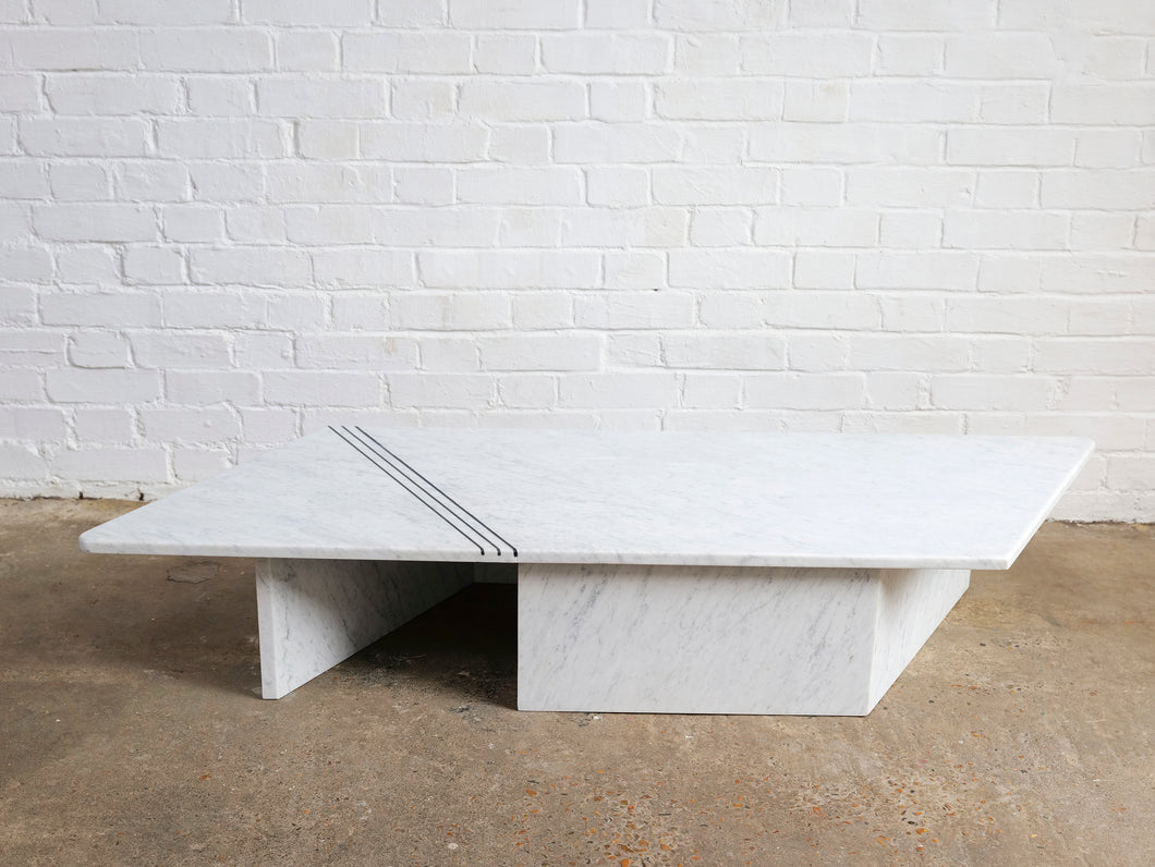 Marble Coffee Table with triple stripe detail