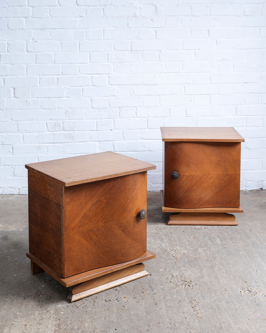 A Pair Of Curved Front Bedside Tables